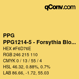 カラーコード: PPG - PPG1214-5 - Forsythia Blossom | qconv.com