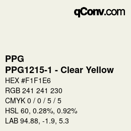 カラーコード: PPG - PPG1215-1 - Clear Yellow | qconv.com