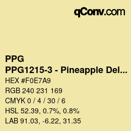カラーコード: PPG - PPG1215-3 - Pineapple Delight | qconv.com