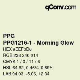 カラーコード: PPG - PPG1216-1 - Morning Glow | qconv.com
