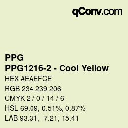 Color code: PPG - PPG1216-2 - Cool Yellow | qconv.com