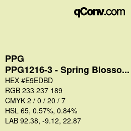 カラーコード: PPG - PPG1216-3 - Spring Blossom | qconv.com