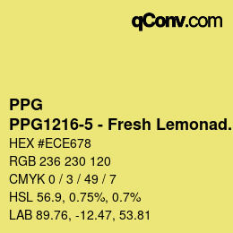 Color code: PPG - PPG1216-5 - Fresh Lemonade | qconv.com