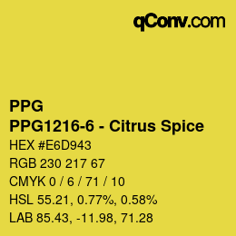 Farbcode: PPG - PPG1216-6 - Citrus Spice | qconv.com
