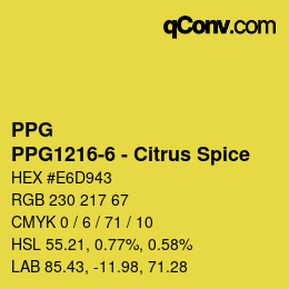 Color code: PPG - PPG1216-6 - Citrus Spice | qconv.com