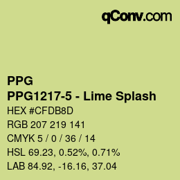 Color code: PPG - PPG1217-5 - Lime Splash | qconv.com