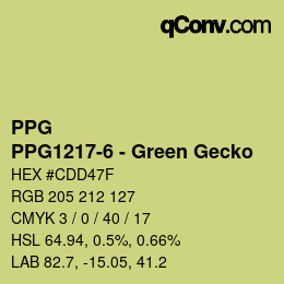 カラーコード: PPG - PPG1217-6 - Green Gecko | qconv.com