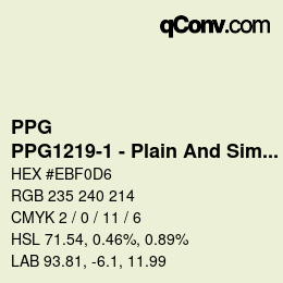 カラーコード: PPG - PPG1219-1 - Plain And Simple | qconv.com