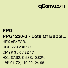 Color code: PPG - PPG1220-3 - Lots Of Bubbles | qconv.com