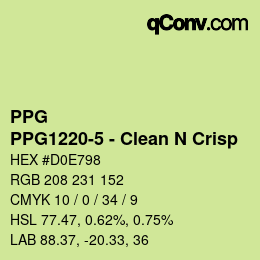 カラーコード: PPG - PPG1220-5 - Clean N Crisp | qconv.com