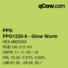 Color code: PPG - PPG1220-6 - Glow Worm | qconv.com