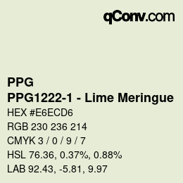 Color code: PPG - PPG1222-1 - Lime Meringue | qconv.com
