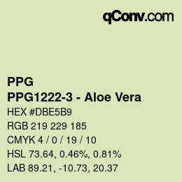 カラーコード: PPG - PPG1222-3 - Aloe Vera | qconv.com