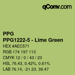 カラーコード: PPG - PPG1222-5 - Lime Green | qconv.com