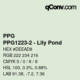 Color code: PPG - PPG1223-2 - Lily Pond | qconv.com