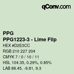 Color code: PPG - PPG1223-3 - Lime Flip | qconv.com