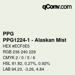 カラーコード: PPG - PPG1224-1 - Alaskan Mist | qconv.com