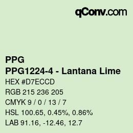 カラーコード: PPG - PPG1224-4 - Lantana Lime | qconv.com
