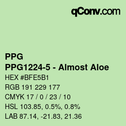 カラーコード: PPG - PPG1224-5 - Almost Aloe | qconv.com