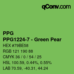 カラーコード: PPG - PPG1224-7 - Green Pear | qconv.com