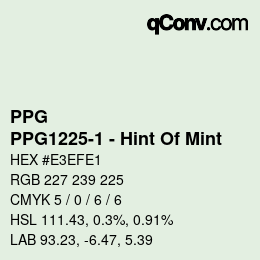 Color code: PPG - PPG1225-1 - Hint Of Mint | qconv.com