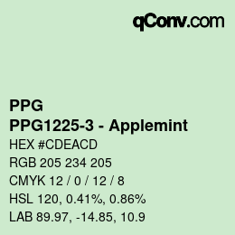 Color code: PPG - PPG1225-3 - Applemint | qconv.com