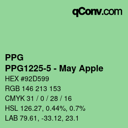 カラーコード: PPG - PPG1225-5 - May Apple | qconv.com