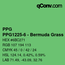 カラーコード: PPG - PPG1225-6 - Bermuda Grass | qconv.com