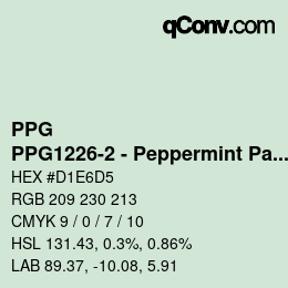 カラーコード: PPG - PPG1226-2 - Peppermint Patty | qconv.com