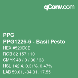 Color code: PPG - PPG1226-6 - Basil Pesto | qconv.com