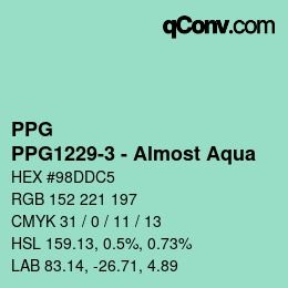 Code couleur: PPG - PPG1229-3 - Almost Aqua | qconv.com
