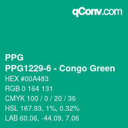 Color code: PPG - PPG1229-6 - Congo Green | qconv.com