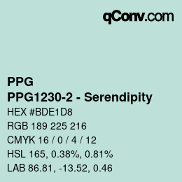 カラーコード: PPG - PPG1230-2 - Serendipity | qconv.com