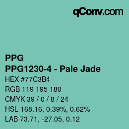 カラーコード: PPG - PPG1230-4 - Pale Jade | qconv.com