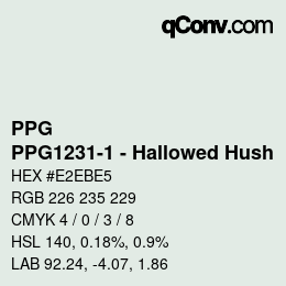 カラーコード: PPG - PPG1231-1 - Hallowed Hush | qconv.com