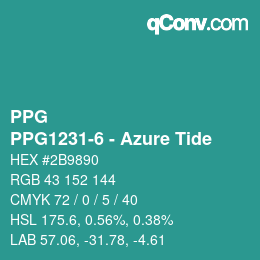 Código de color: PPG - PPG1231-6 - Azure Tide | qconv.com