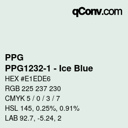 Farbcode: PPG - PPG1232-1 - Ice Blue | qconv.com