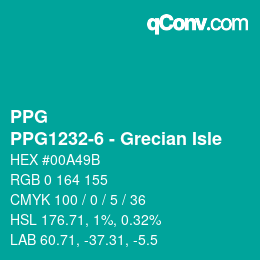 Color code: PPG - PPG1232-6 - Grecian Isle | qconv.com