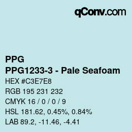 Color code: PPG - PPG1233-3 - Pale Seafoam | qconv.com