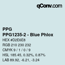 Code couleur: PPG - PPG1235-2 - Blue Phlox | qconv.com