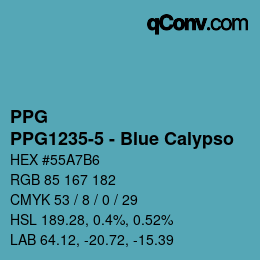 Code couleur: PPG - PPG1235-5 - Blue Calypso | qconv.com