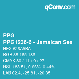 Color code: PPG - PPG1236-6 - Jamaican Sea | qconv.com