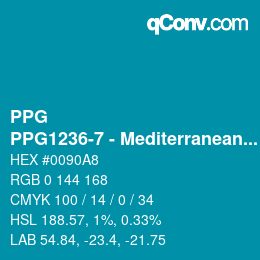 Color code: PPG - PPG1236-7 - Mediterranean Blue | qconv.com