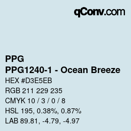 Color code: PPG - PPG1240-1 - Ocean Breeze | qconv.com