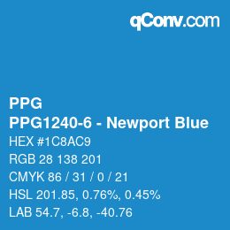 Color code: PPG - PPG1240-6 - Newport Blue | qconv.com