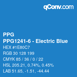 Color code: PPG - PPG1241-6 - Electric Blue | qconv.com