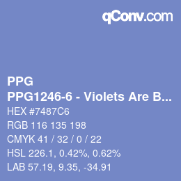 Color code: PPG - PPG1246-6 - Violets Are Blue | qconv.com