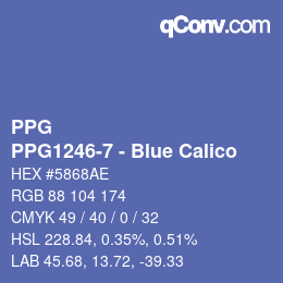 カラーコード: PPG - PPG1246-7 - Blue Calico | qconv.com