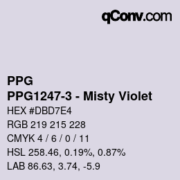 Color code: PPG - PPG1247-3 - Misty Violet | qconv.com