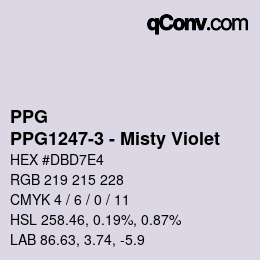 カラーコード: PPG - PPG1247-3 - Misty Violet | qconv.com